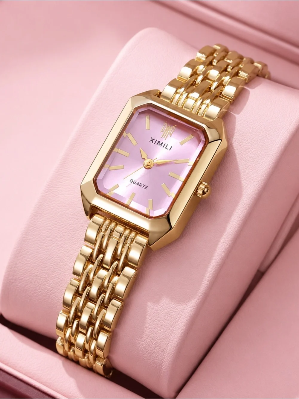 Women's Gold Watch with Pink Dial